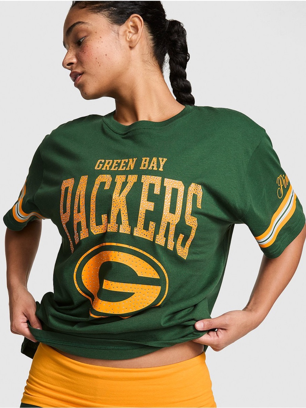 NWT VS Green Bay Packers Women's Stylish & Comfy Campus Cotton Bling Tee!
